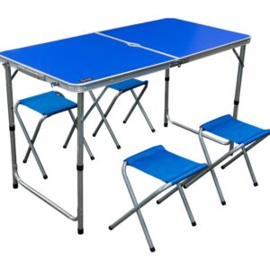 Aluminium Table & 4 Cloth Chairs